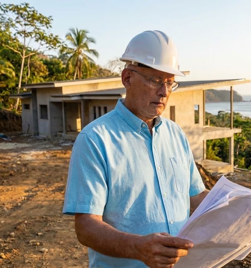 Perito valuador inspeccionando propiedad en Costa Rica